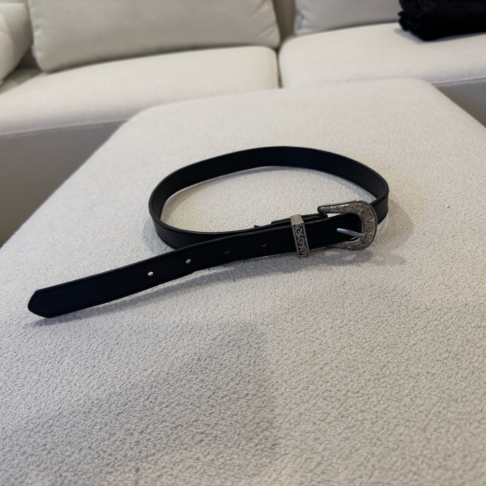 Brandy Melville Black Belt with Silver Buckle